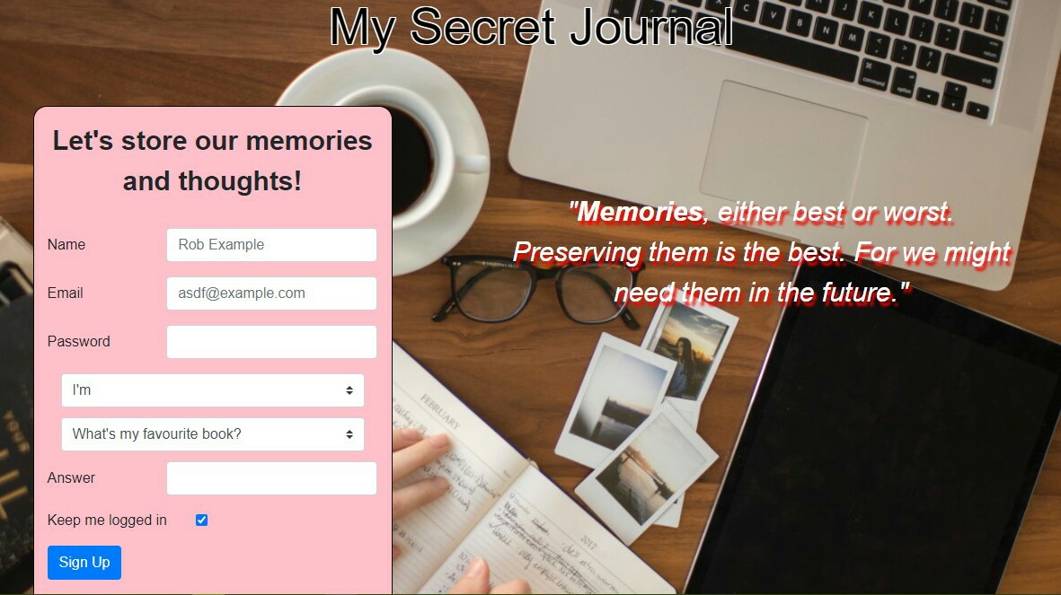 Secret Journal App